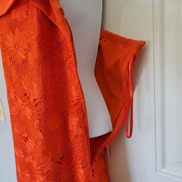 Banana Republic Limited Edition Orange Sleeveless Lace Overlay Dress Bow Size 8 - Picture 5 of 13